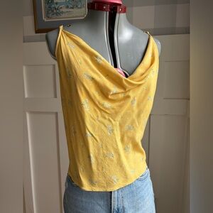 GAP Yellow Floral Cowl-Neck Camisole Tank XL Summer Retro